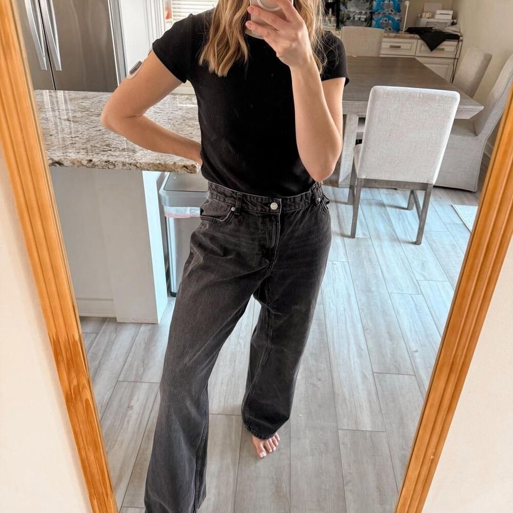 Bershka Women's Black and Grey Jeans